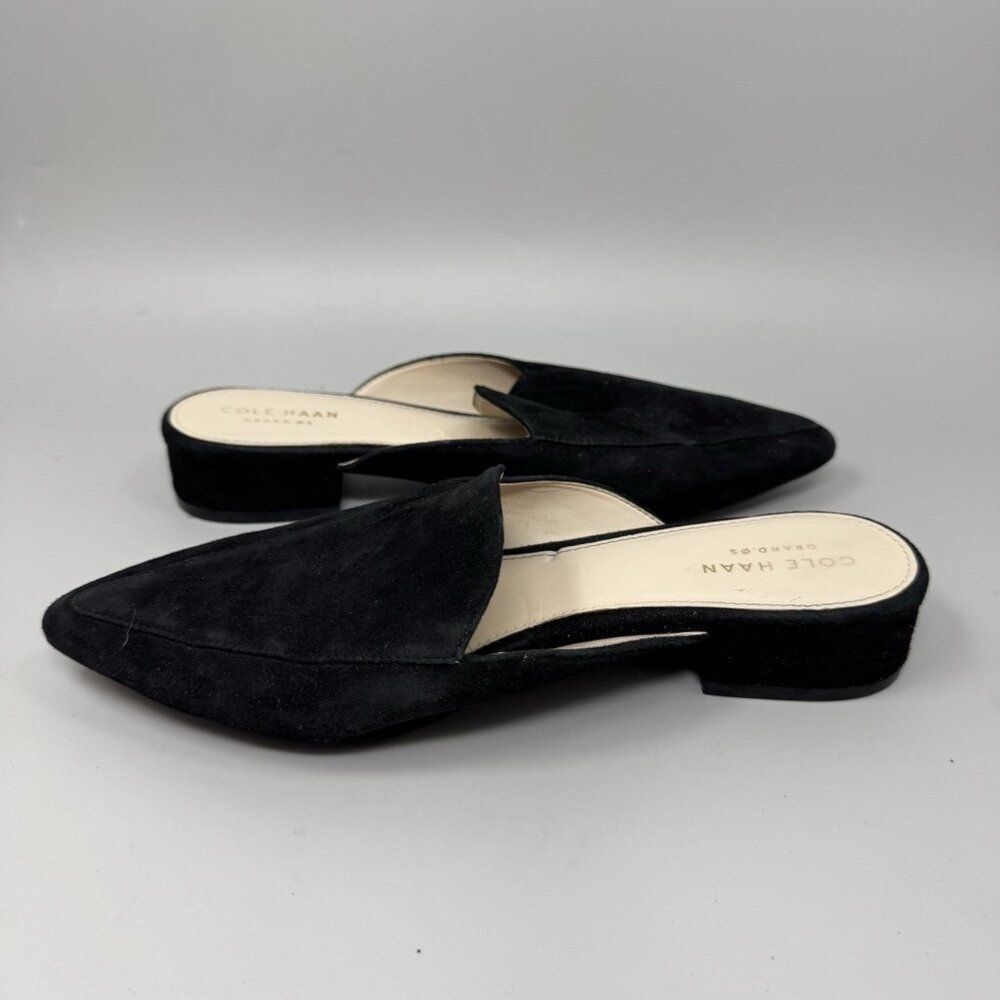 Cole Haan Womens Black Suede Piper Mule Slip On Preppy Pointed Toe Size 6.5B - Picture 2 of 7